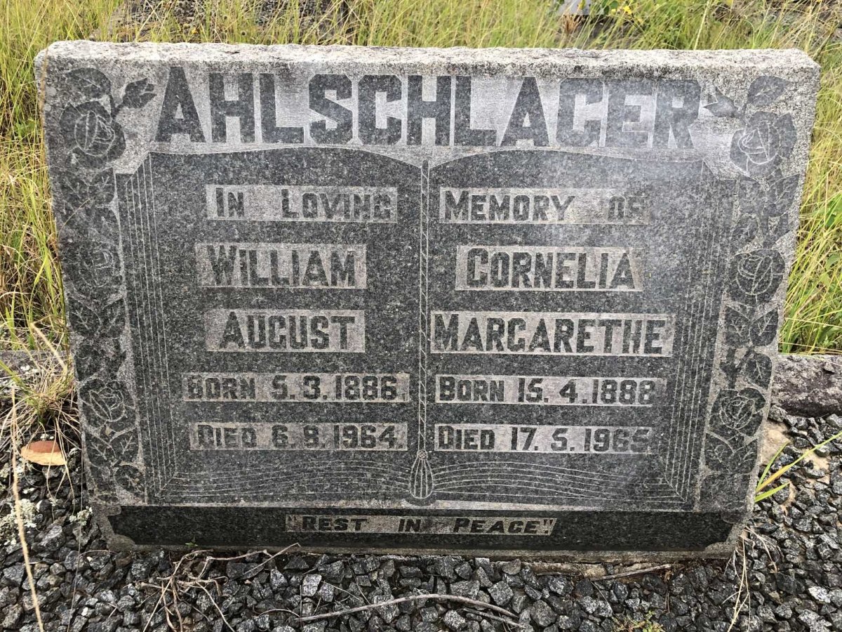 AHLSCHLAGER William August 1886-1964 &amp; Cornelia Margarethe 1888-1965