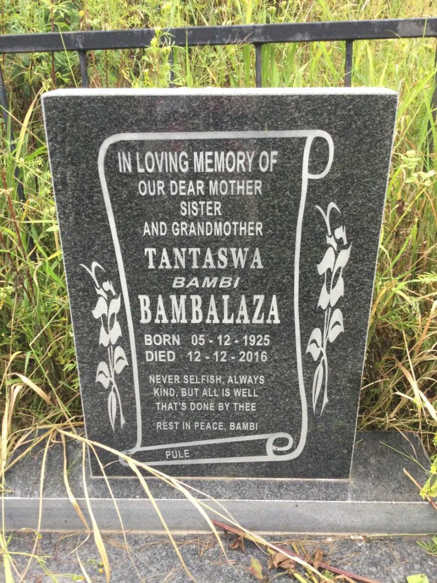 BAMBALAZA Tantaswa 1925-2016