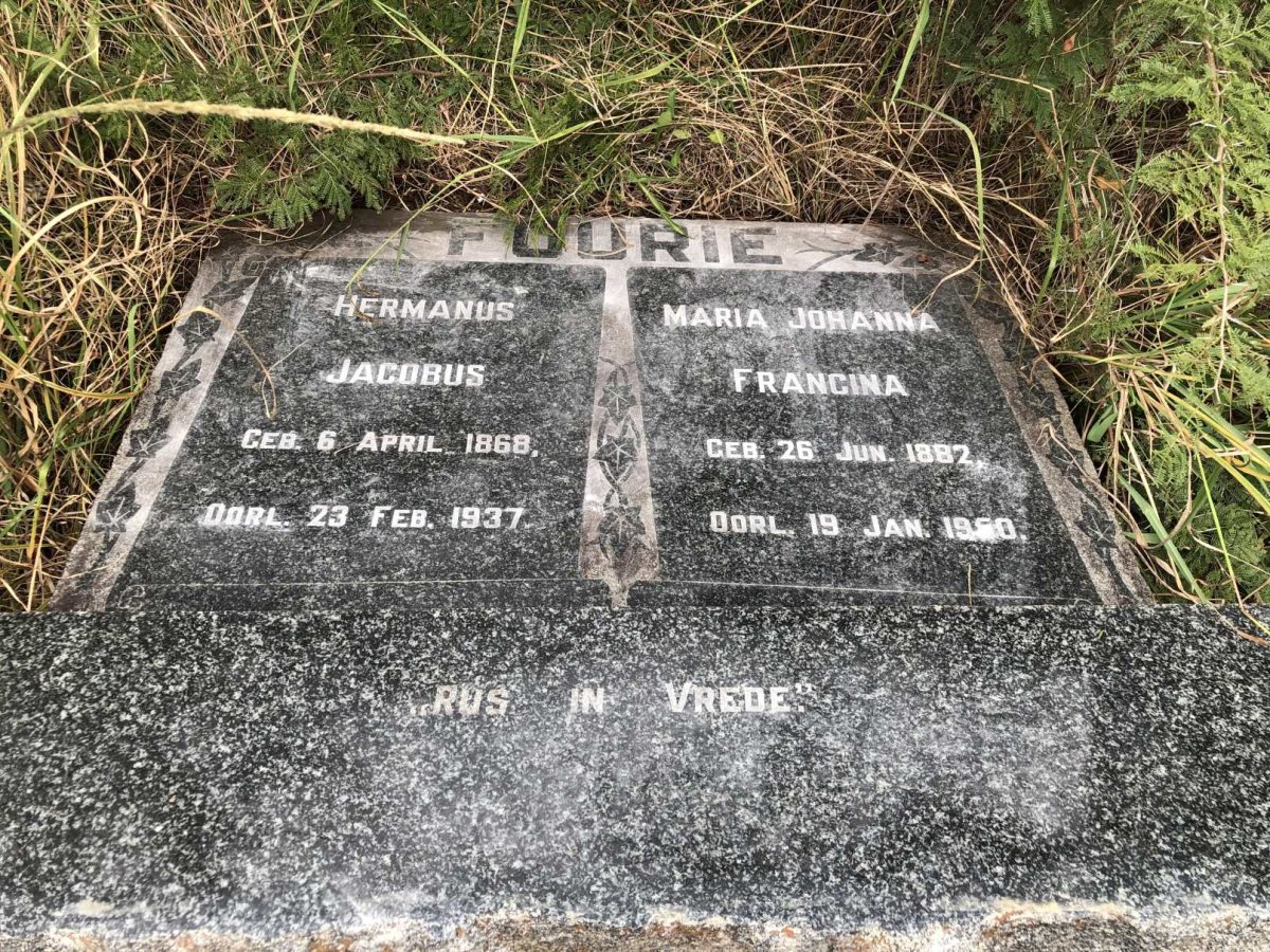 FOURIE Hermanus Jacobus 1868-1937 &amp; Maria Johanna Francina 1882-1950