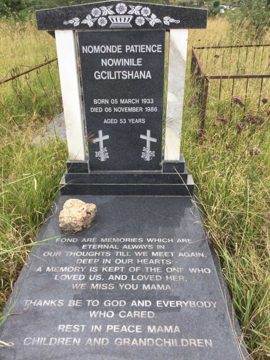 GCILITSGANA Nomonde Patience Nowinile 1933-1986