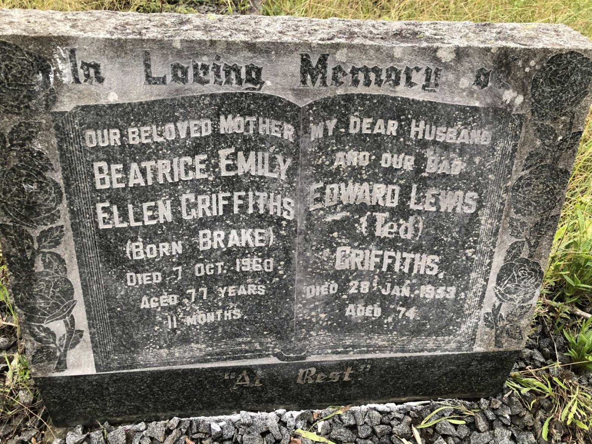 GRIFFITHS Edward Lewis -1953 &amp; Beatrice Emily Ellen BRAKE -1960