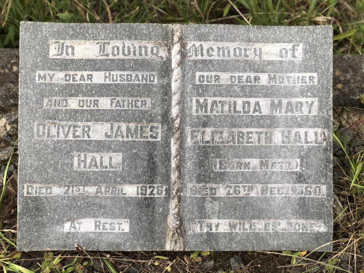HALL Oliver James -1928 &amp; Matilda Mary Elizabeth MATZ -1960