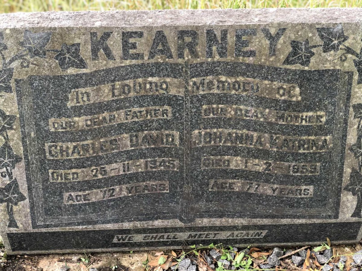 KEARNEY Charles David -1945 &amp; Johanna Katrina -1959