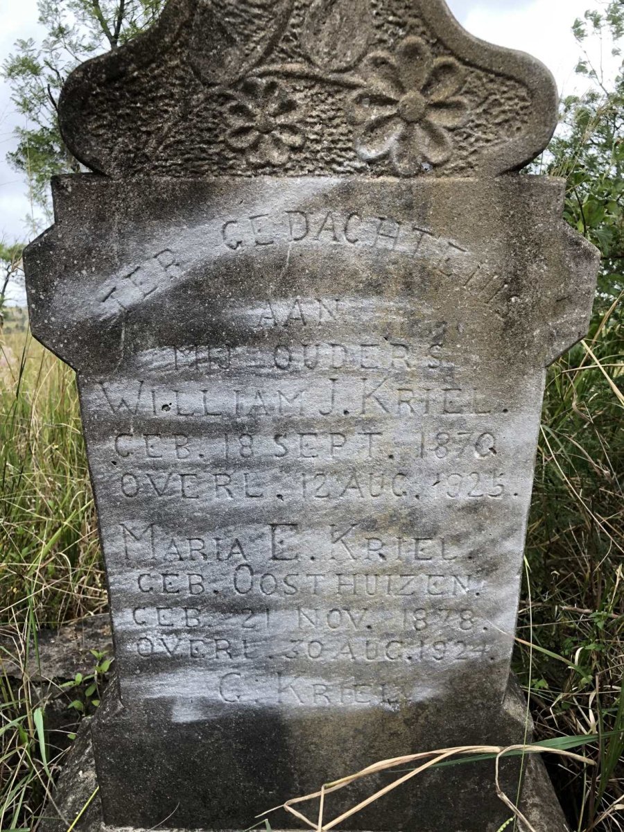KRIEL William J. 1870-1925 &amp; Maria E. OOSTHUIZEN 1878-1924