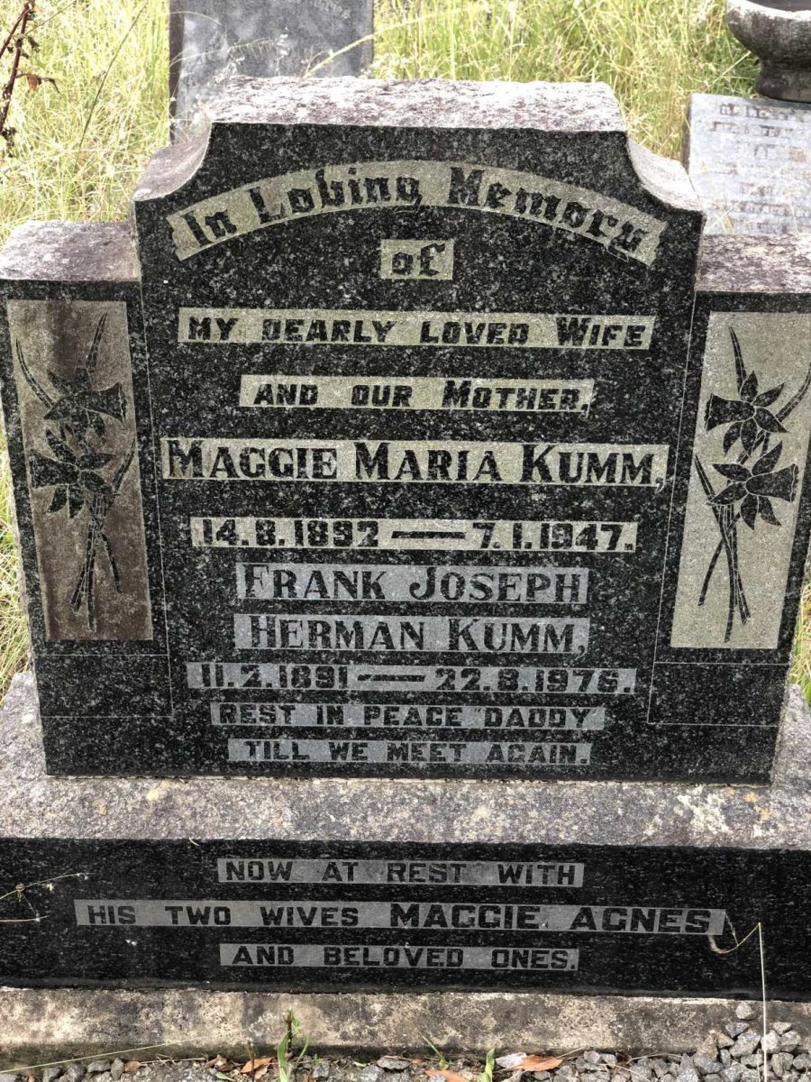 KUMM Frank Joseph Herman 1891-1976 &amp; Maggie Maria 1892-1947