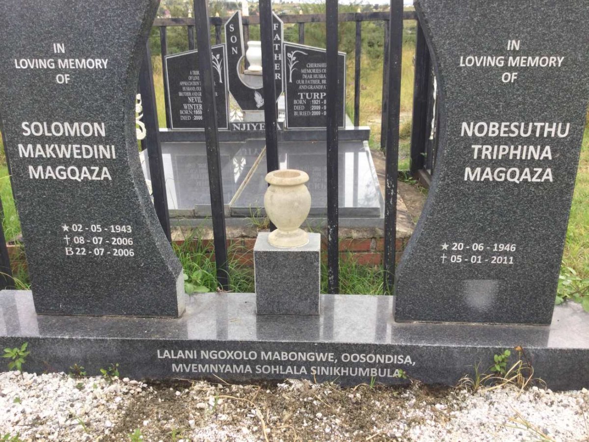 MAGQAZA Solomon Makwedini 1943-2006 &amp; Nobesuthu Triphina 1946-2011