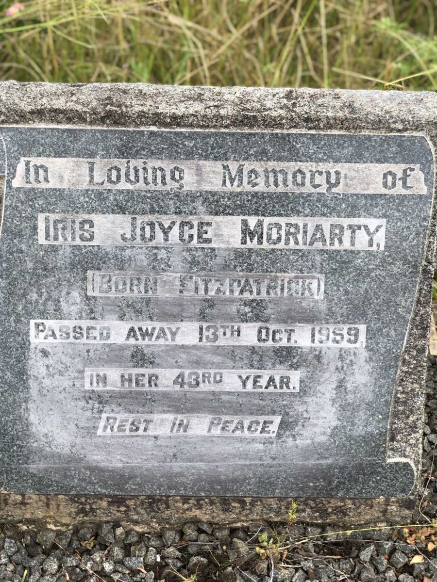 MORIARTY Iris Joyce nee FITZPATRICK -1959