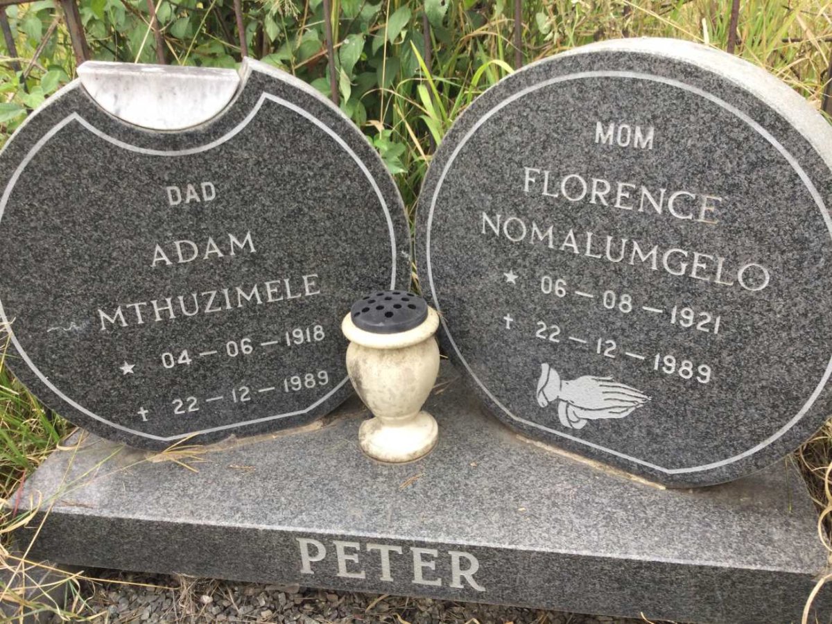 PETER Adam Mthuzimele 1918-1989 &amp; Florence Nomalumgelo 1921-1989