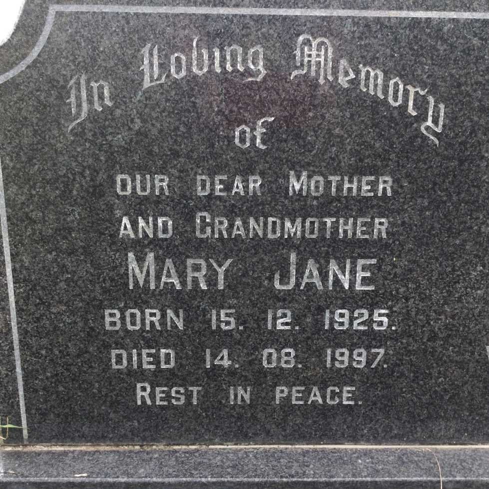 PITT Mary Jane 1925-1997