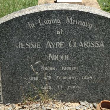 NICOL Jessie Ayre Clarissa nee KIDGER -1954