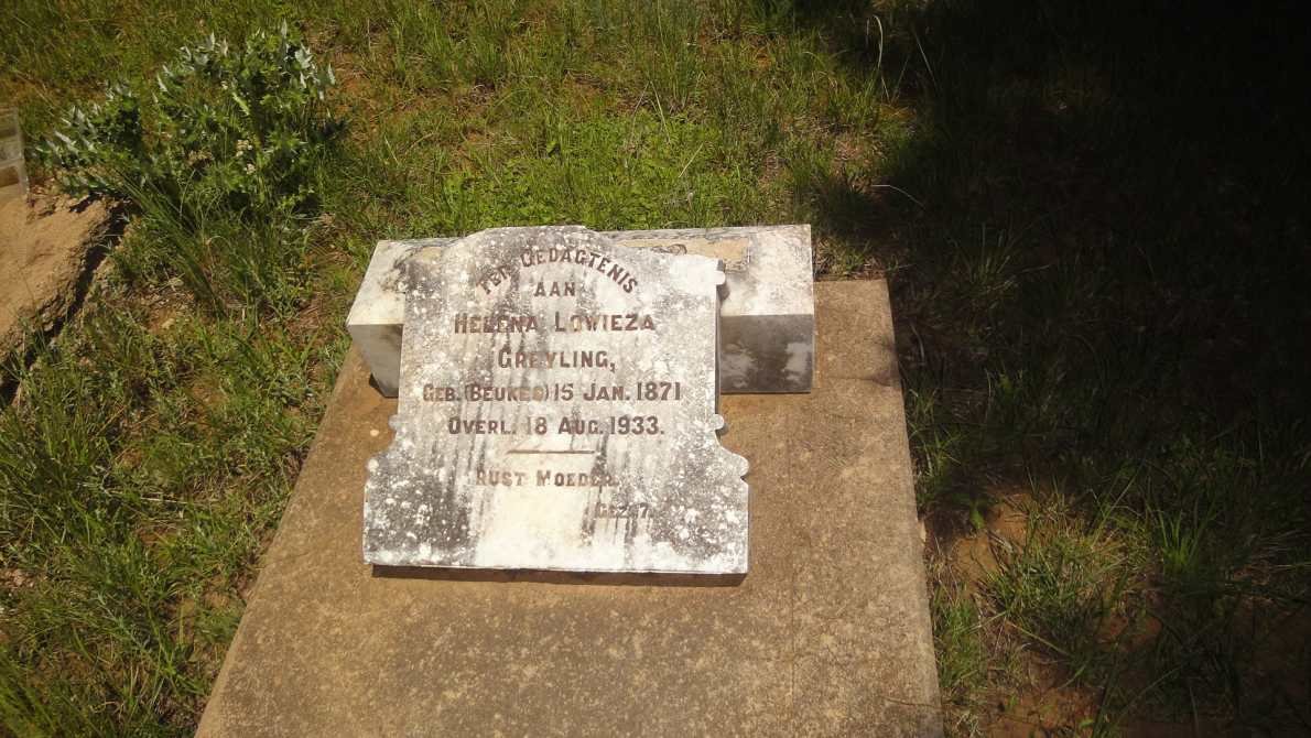 GREYLING Helena Lowieza nee BEUKES 1871-1933