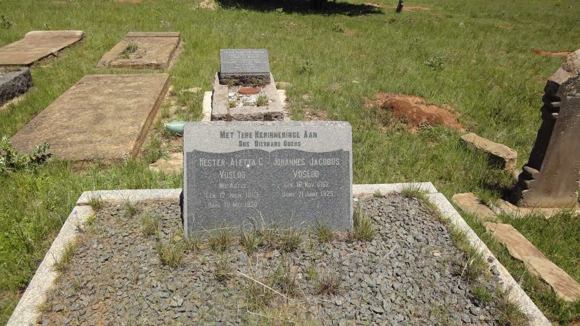 VOSLOO Johannes Jacobus 1862-1925 &amp; Hester Aletta C. KOTZE 1869-1950