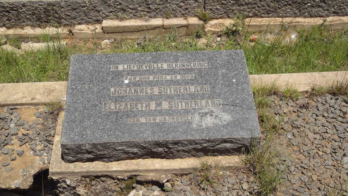 SUTHERLAND Johannes &amp; Elizabeth M. VAN JAARSVELD