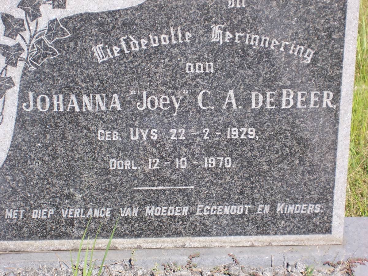 BEER Johanna C.A., de nee UYS 1929-1970