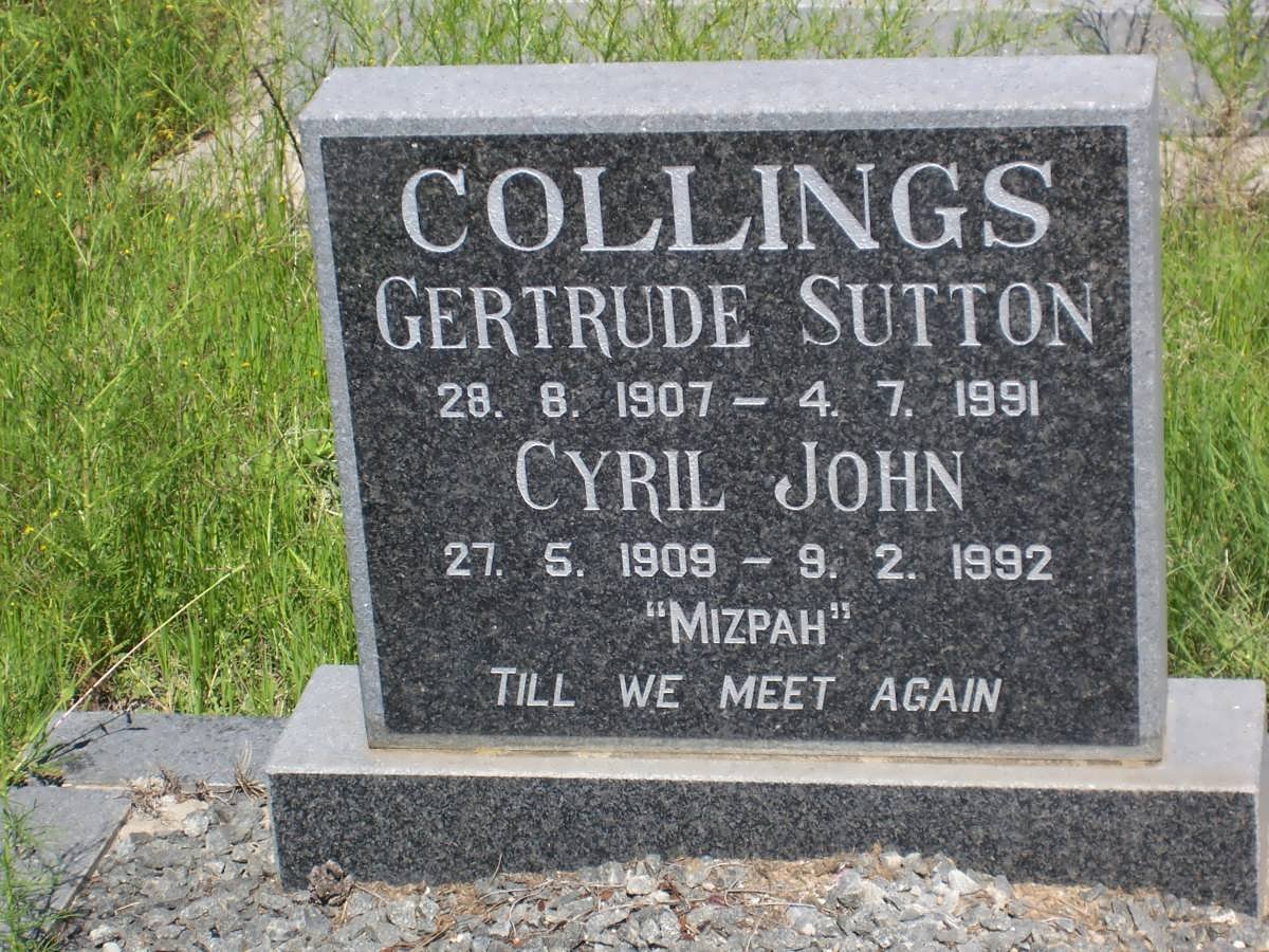 COLLINGS Cyril John 1909-1992 &amp; Gertrude Sutton 1907-1991