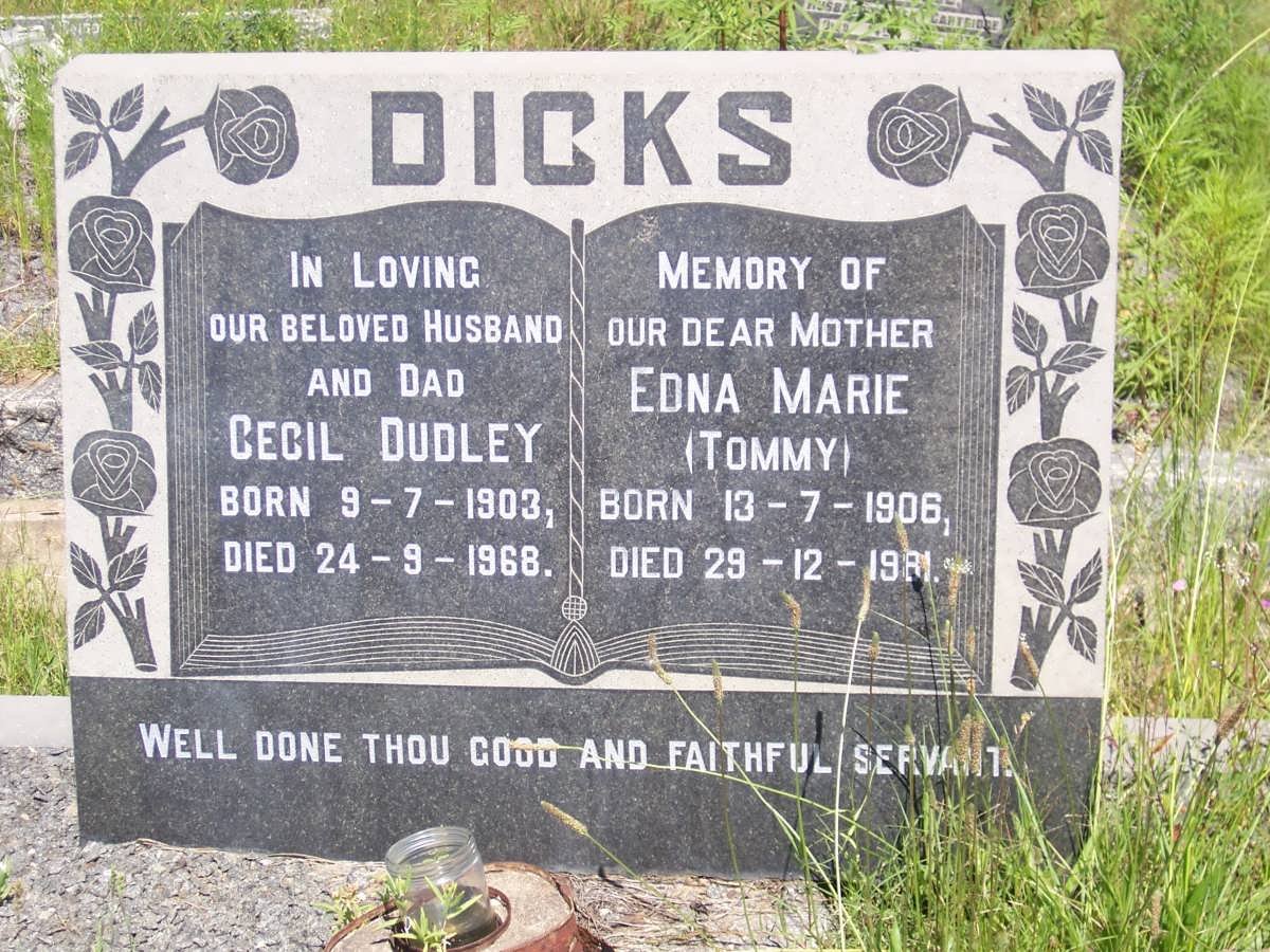 DICKS Cecil Dudley 1903-1968 &amp; Edna Marie 1906-1981