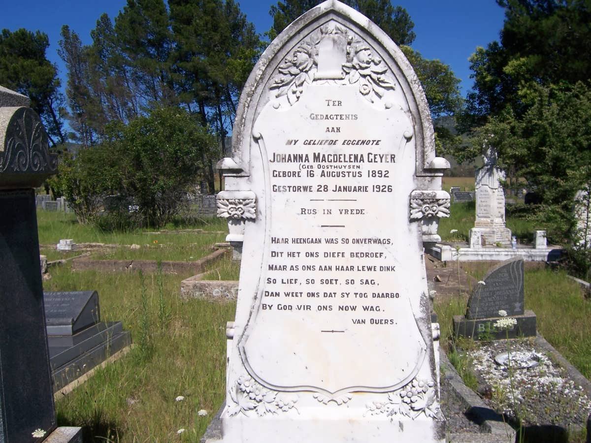 GEYER Johanna Magdelena nee OOSTHUYSEN 1892-1926