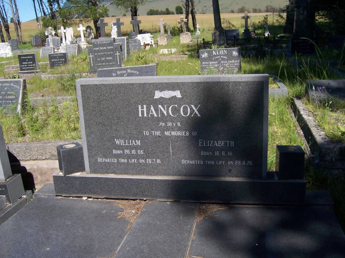HANCOX William 1905-1981 &amp; Elizabeth 1916-1978