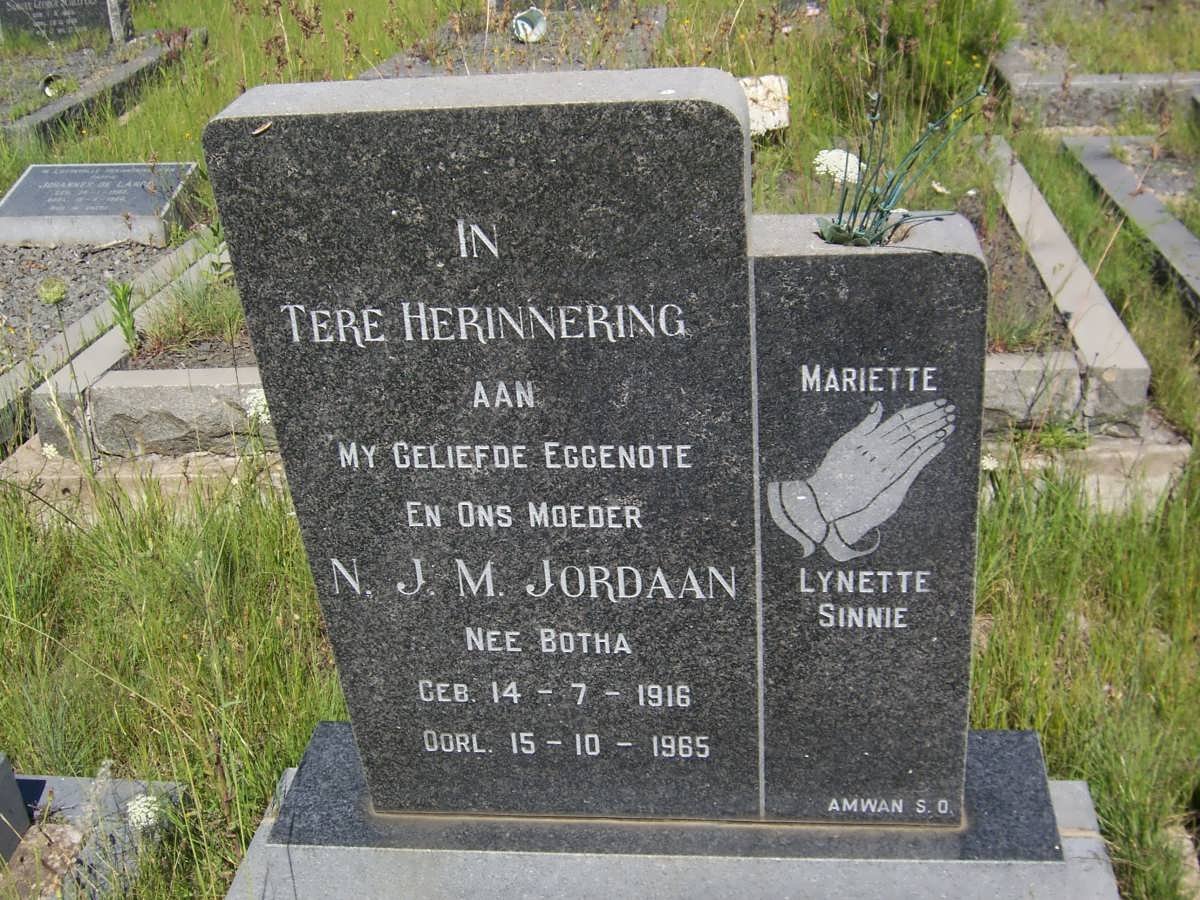 JORDAAN N.J.M. nee BOTHA 1916-1965