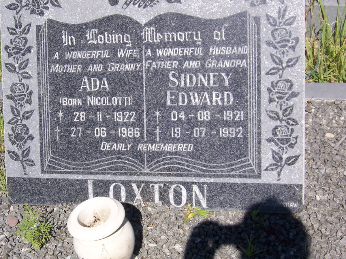 LOXTON Sidney Edward 1921-1992 &amp; Ada NICOLOTTI 1922-1986
