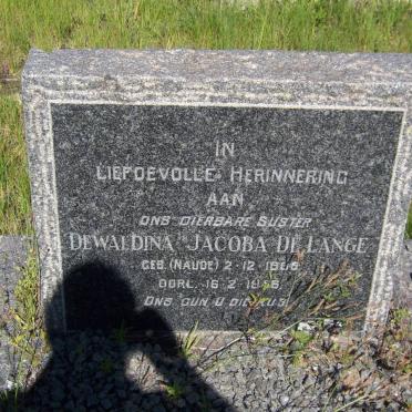 LANGE Dewaldina Jacoba, de nee NAUDE 188?-1956