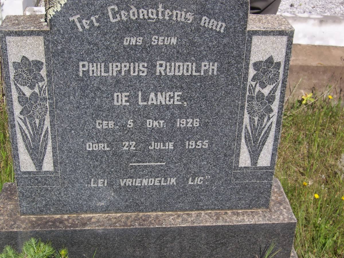 LANGE Philippus Rudolph, de 1926-1955