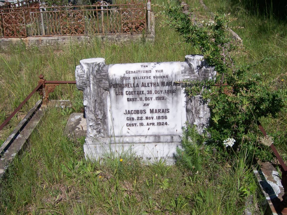 MARAIS Jacobus 1856-1924 &amp; Petronella Aletha COETZEE 1862-1919