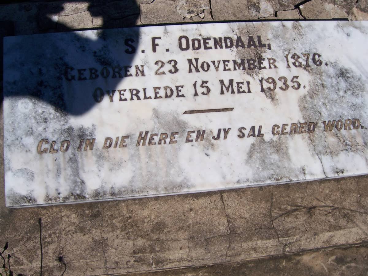 ODENDAAL S.F. 1876-1935
