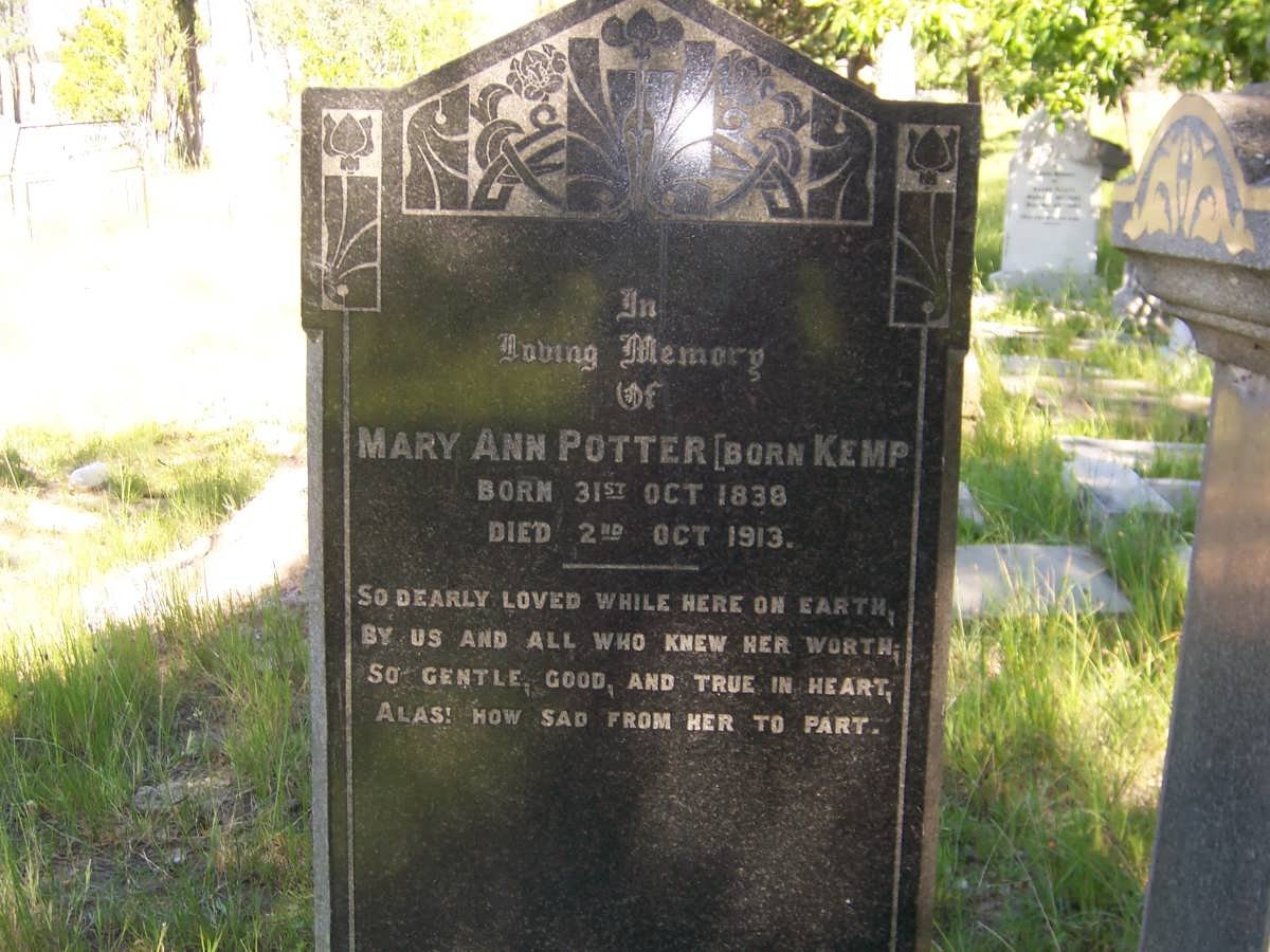 POTTER Mary Ann nee KEMP 1838-1913