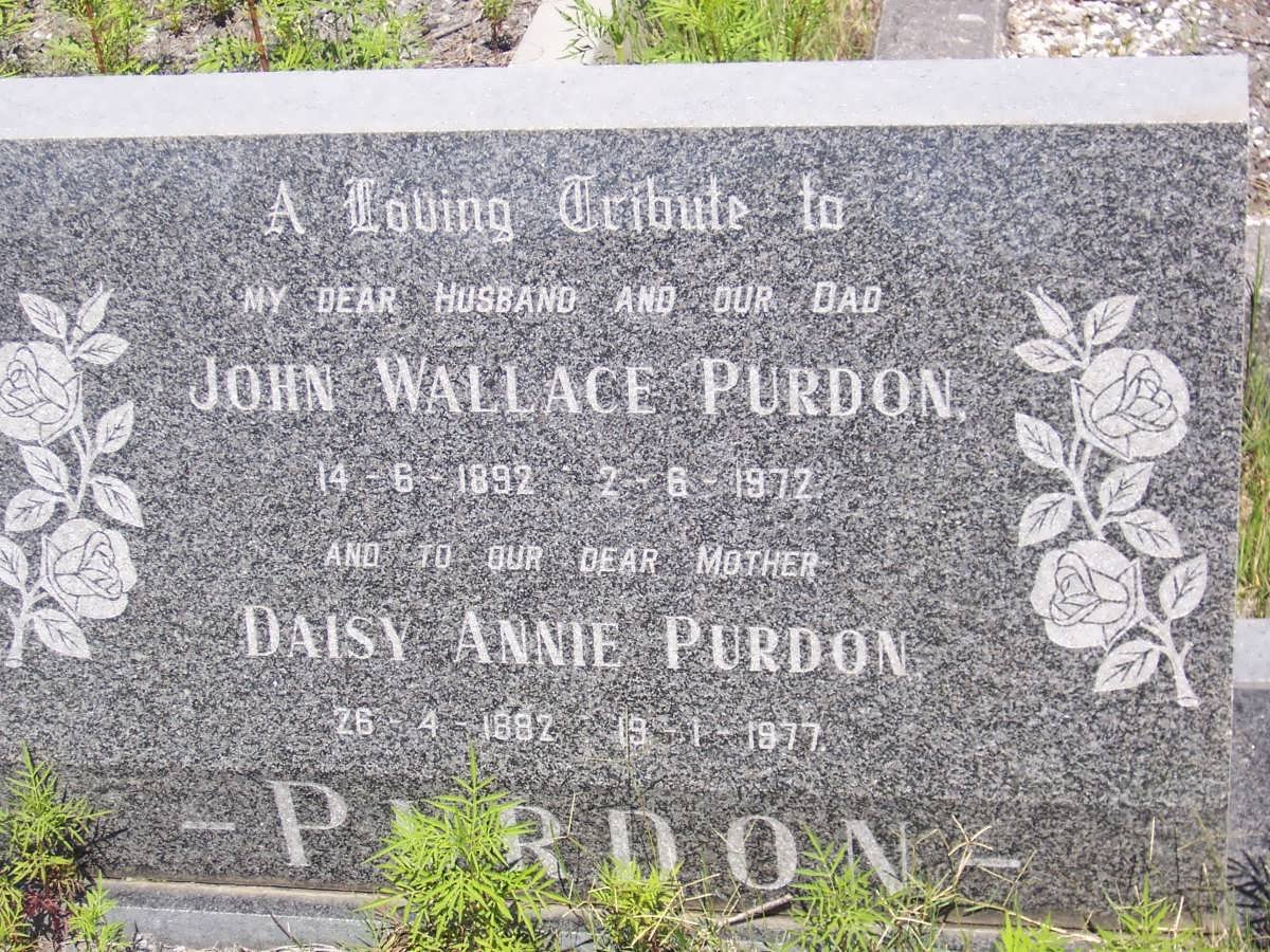 PURDON John Wallace 1892-1972 &amp; Daisy Annie 1882-1977