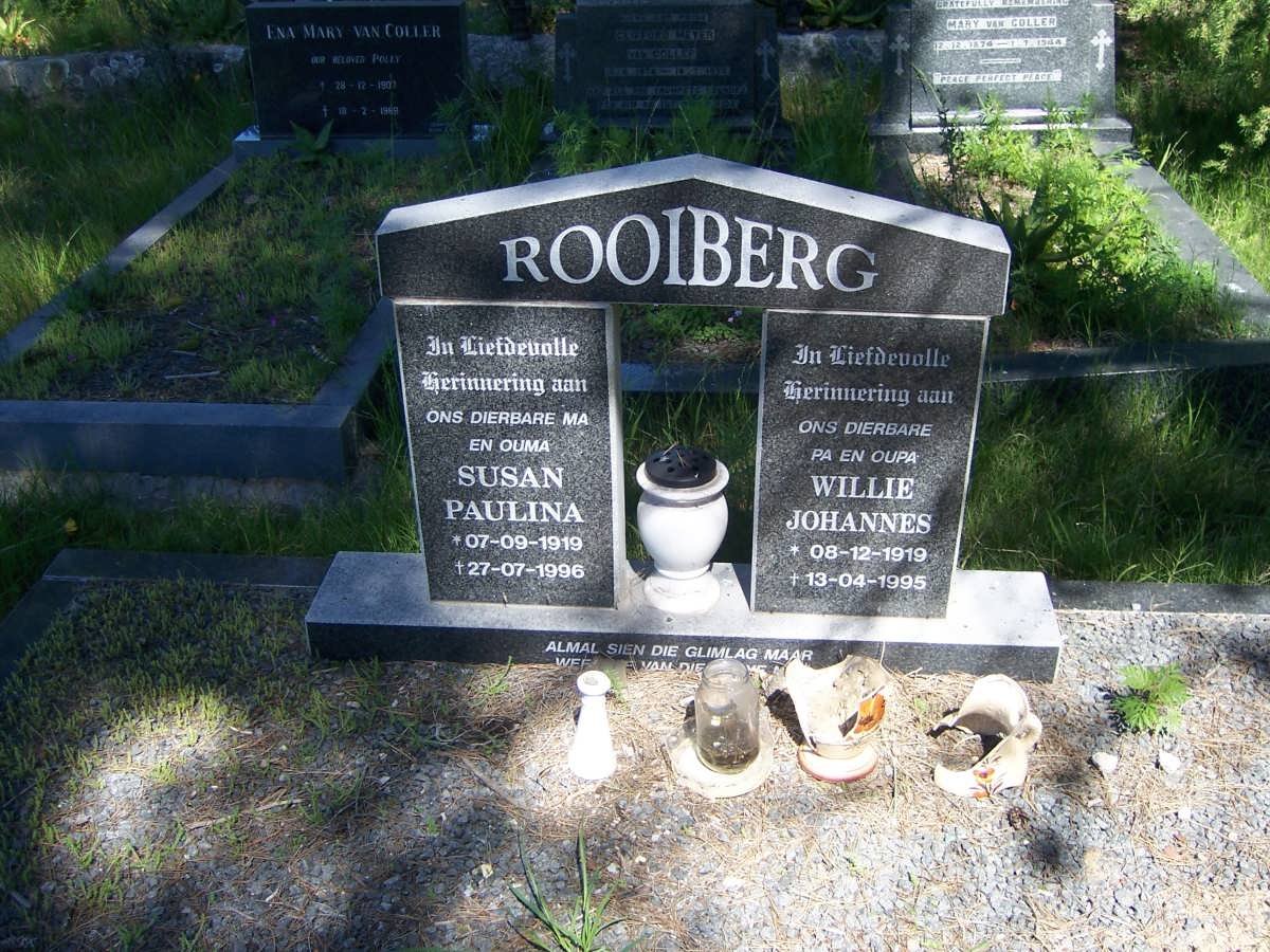 ROOIBERG Willie Johannes 1919-1995 &amp; Susan Paulina 1919-1996