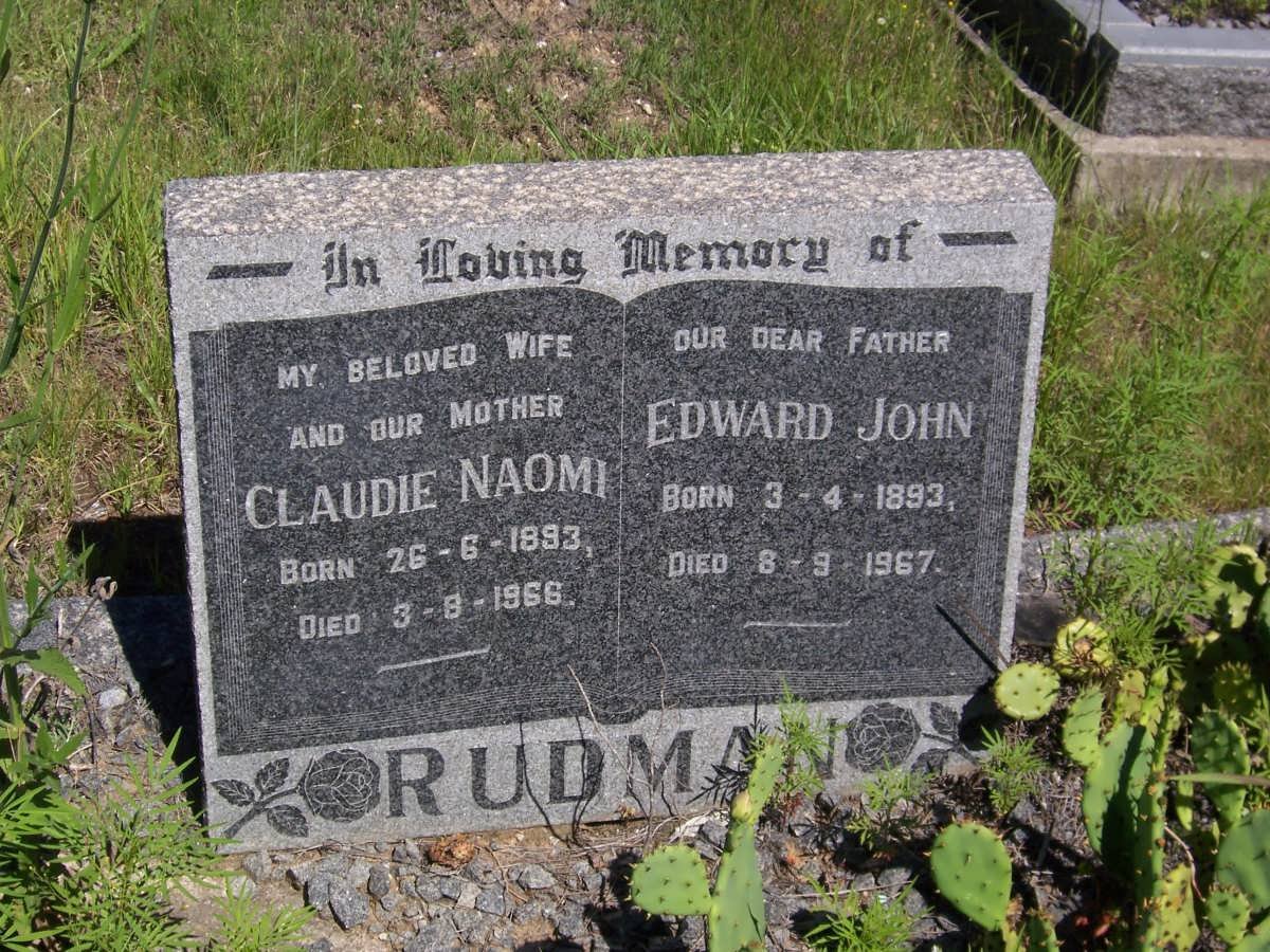 RUDMAN Edward John 1893-1967 &amp; Claudie Naomi 1893-1966