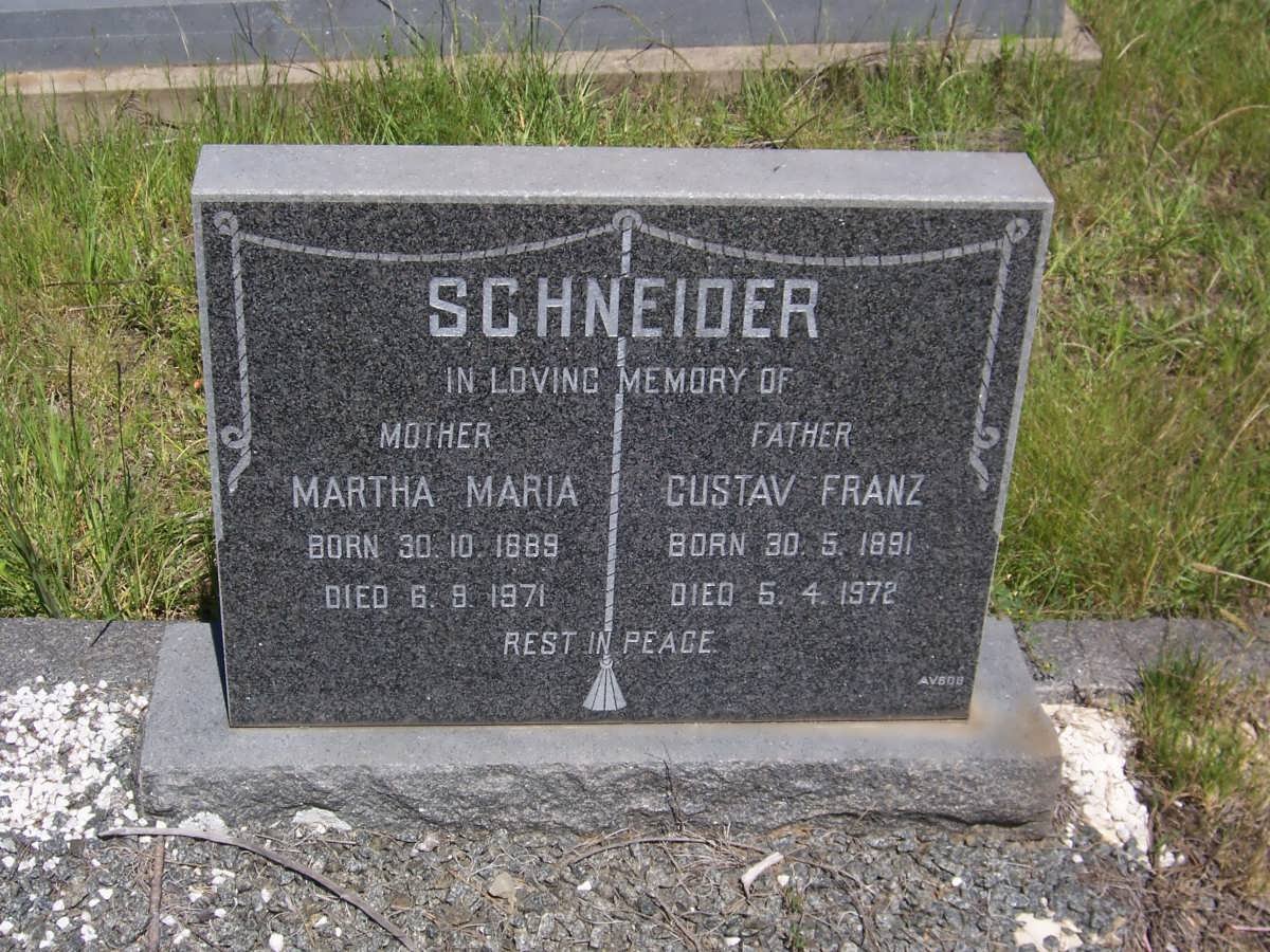 SCHNEIDER Gustav Franz 1891-1972 &amp; Martha Maria 1889-1871