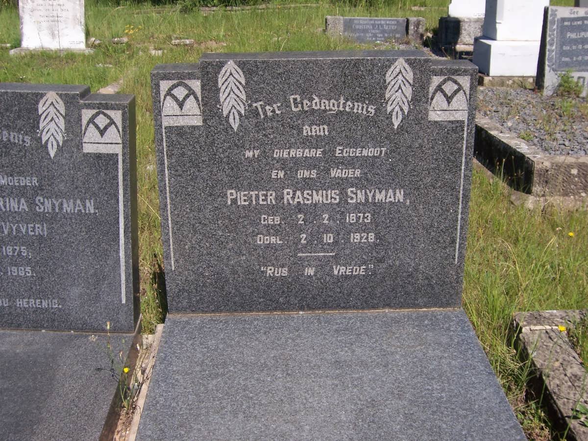 SNYMAN Pieter Rasmus 1873-1928 &amp; Elizabeth Catharina van de VYVER 1875-1965
