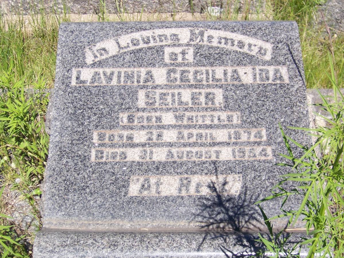 SEILER Lavinia Cecilia Ida nee WHITTLE 1874-1954