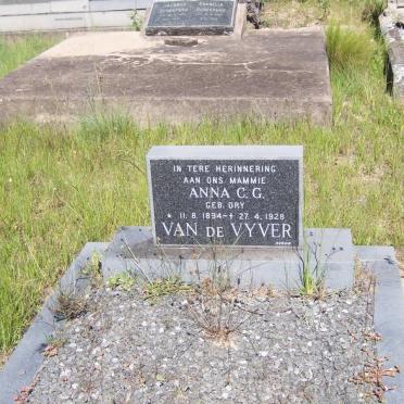 VYVER Anna C.G., van de nee DRY 1894-1928