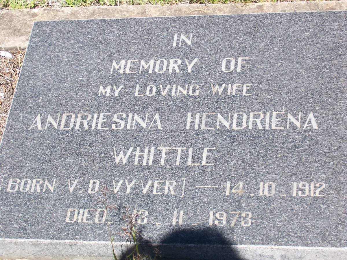 WHITTLE Andriesina Hendriena  nee v.d. VYVER 1912-1973