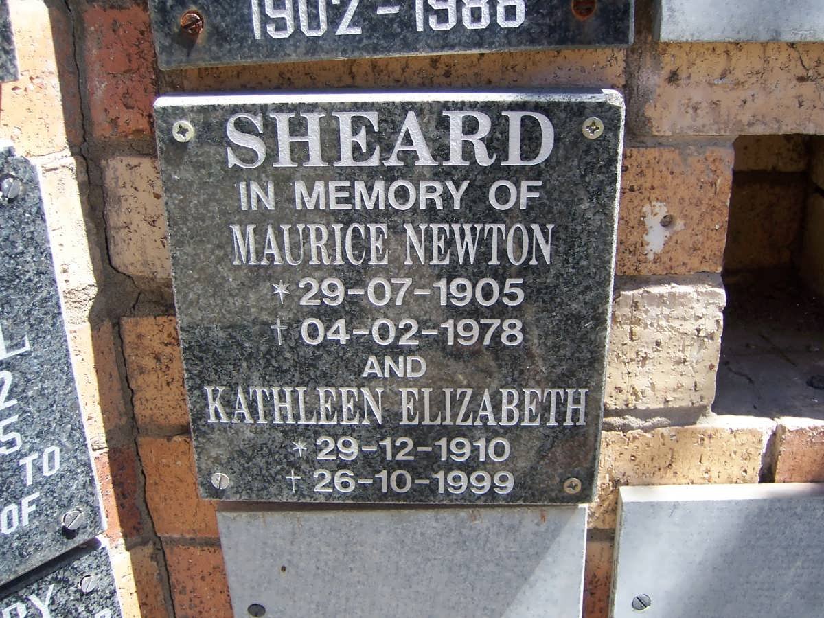 SHEARD Maurice Newton 1905-1978 &amp; Kathleen Elizabeth 1910-1999