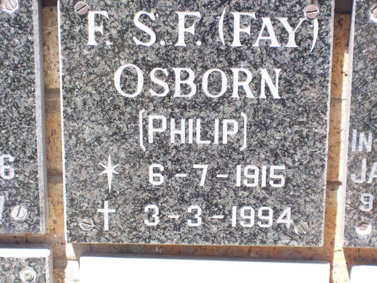OSBORN F.S.F. nee PHILIP 1915-1994