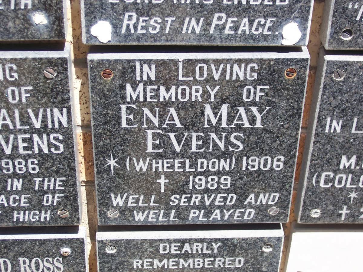 EVENS Ena May nee WHEELDON 1906-1989