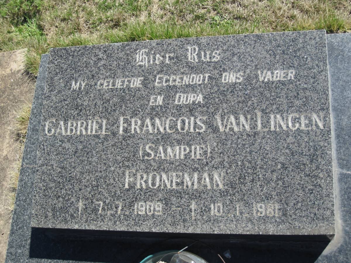 FRONEMAN Gabriel Francois van Lingen 1909-1961