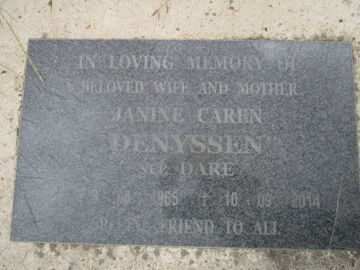 DENYSSEN Janine Caren nee DARE 1965-2014