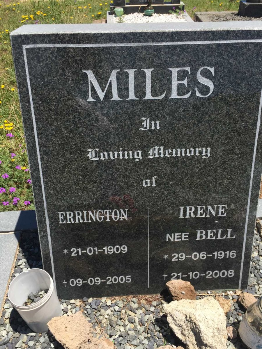 MILES Errington 1909-2005 &amp; Irene BELL 1916-2008