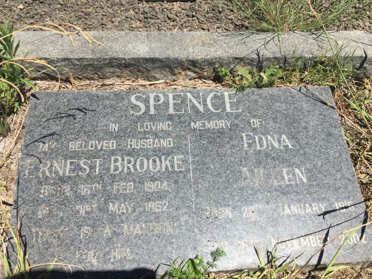 SPENCE Ernest Brooke 1904-1962 &amp; Edna Aileen 1916-2002