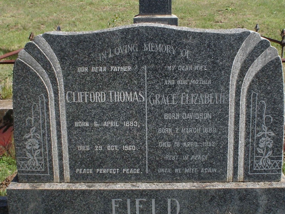 FIELD Clifford Thomas 1883-1960 &amp; Grace Elizabeth DAVIDSON 1889-1953