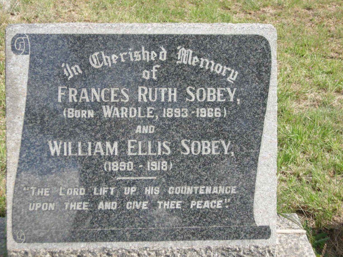 SOBEY William Ellis 1890-1918 &amp; Frances Ruth WARDLE 1893-1966