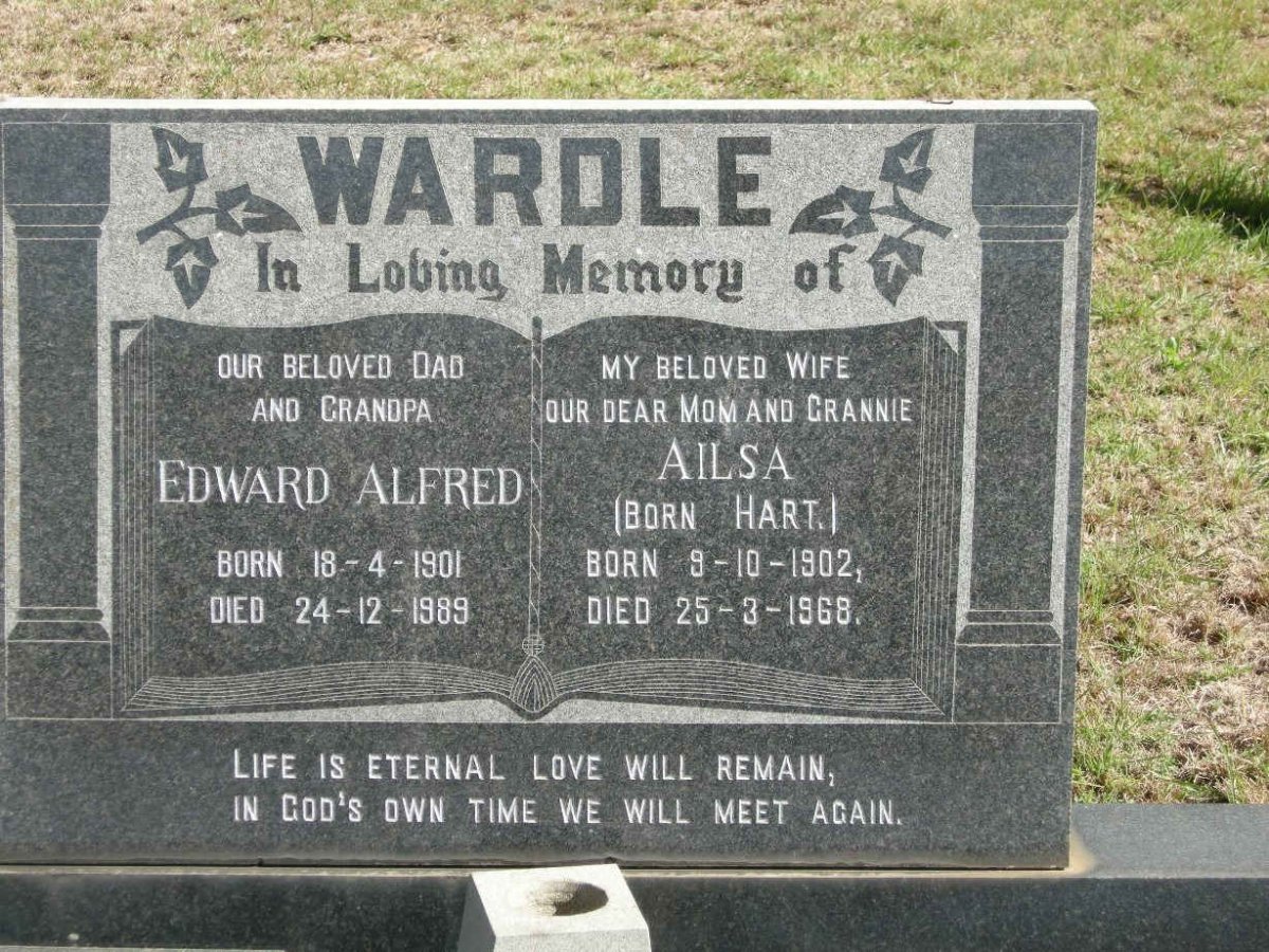 WARDLE Edward Alfred 1901-1989 &amp; Ailsa HART 1902-1968