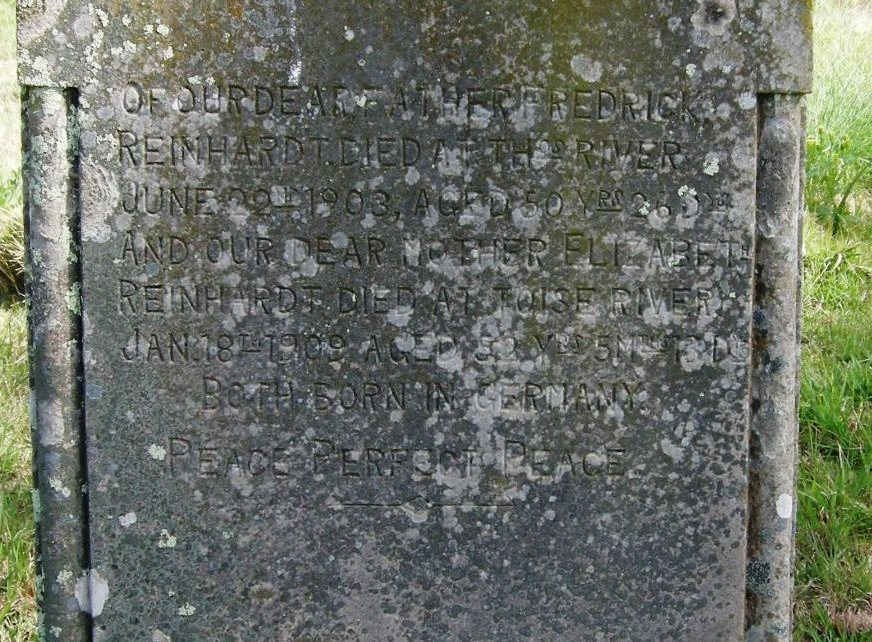 REINHARDT Fredrick -1903 &amp; Elizabeth -1909