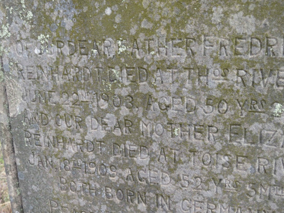 REINHARDT Frederick -1903 &amp; Elizabeth -1909
