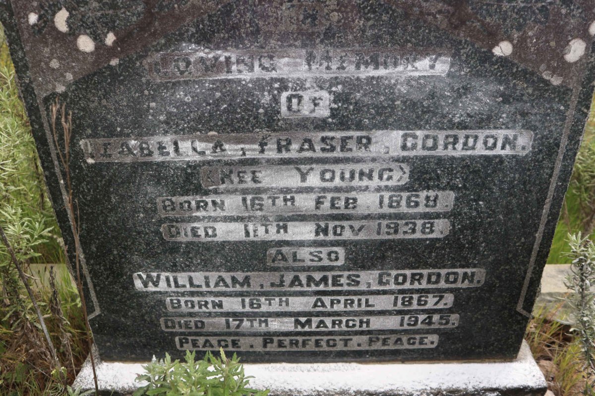 GORDON William James 1867-1945 &amp; Isabella Fraser YOUNG 1868-1938